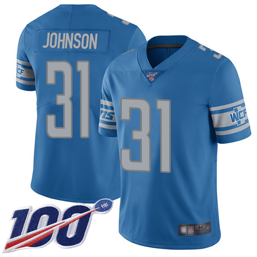 Detroit Lions Limited Blue Youth Ty Johnson Home Jersey NFL Football 31 100th Season Vapor Untouchable